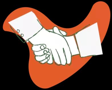 Stylized handshake representing collaboration