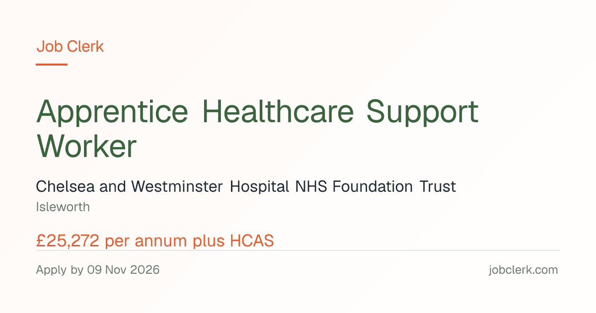 Apprentice Healthcare Support… — in the absence of the ward NHS Job