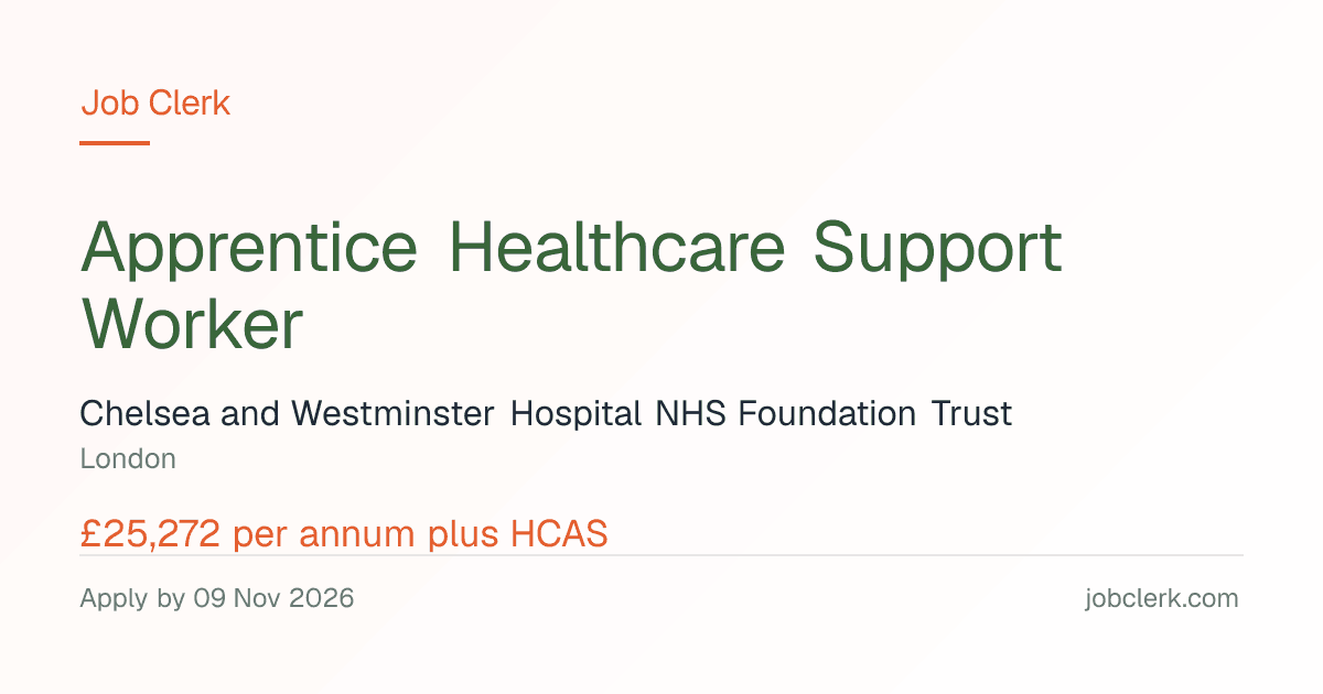 Apprentice Healthcare Support… — in the absence of the ward NHS Job