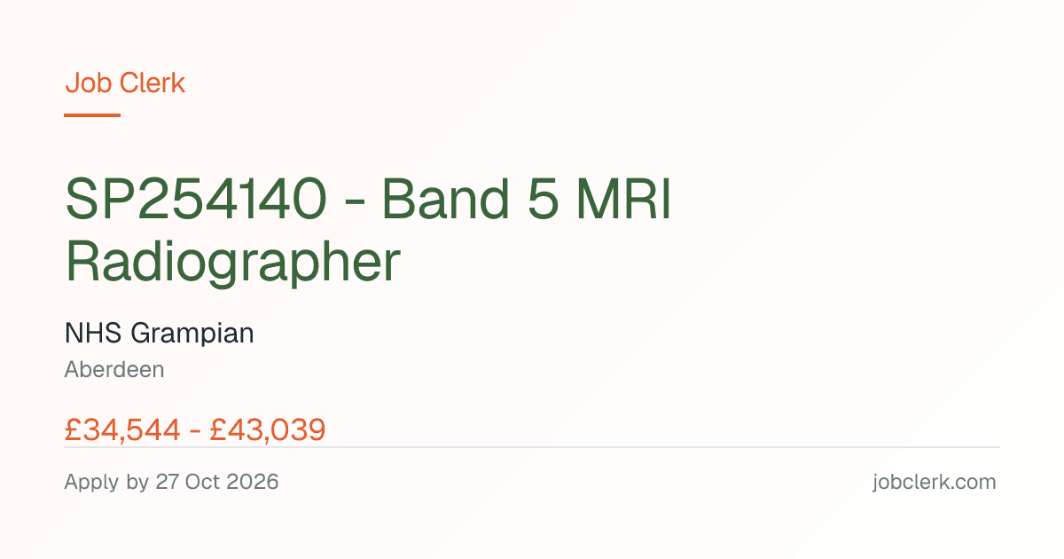 Band 5 MRI Radiographer — Aberdeen NHS Job — Baird Family Hospital