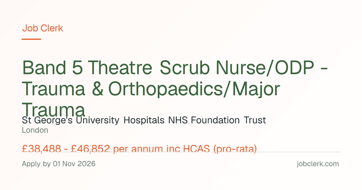 Band 5 Theatre Scrub… — St George's Hospital NHS Job — 37.5h