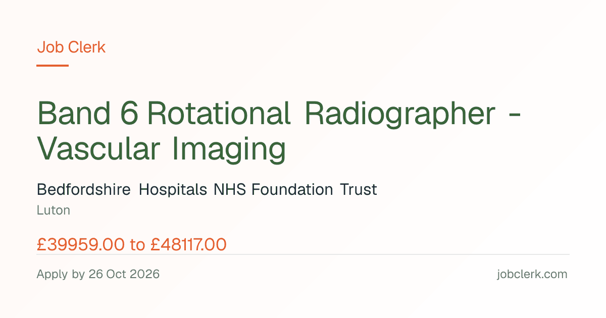 Band 6 Rotational… — Accident Service and… NHS Job — Vascular Imaging