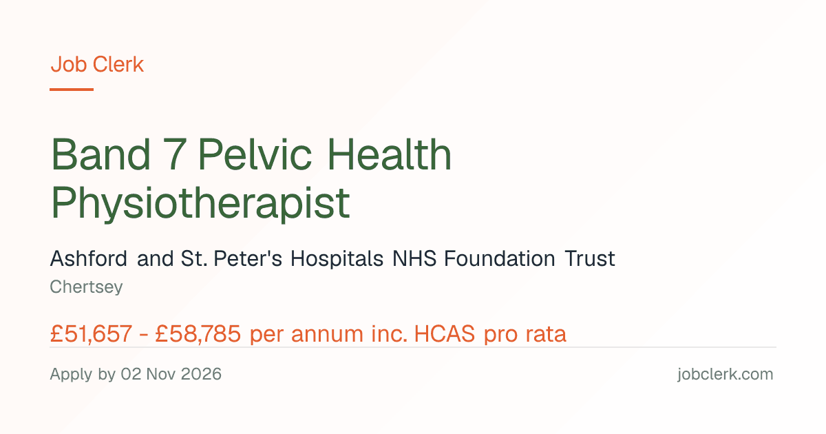 Band 7 Pelvic Health Physiotherapi… — inpatient obstetric ward NHS Job