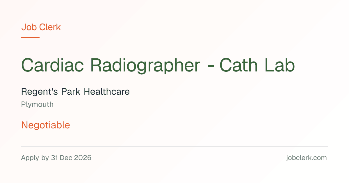 Cardiac Radiographer -… — Peninsula Heart Clinic NHS Job — Cath Lab