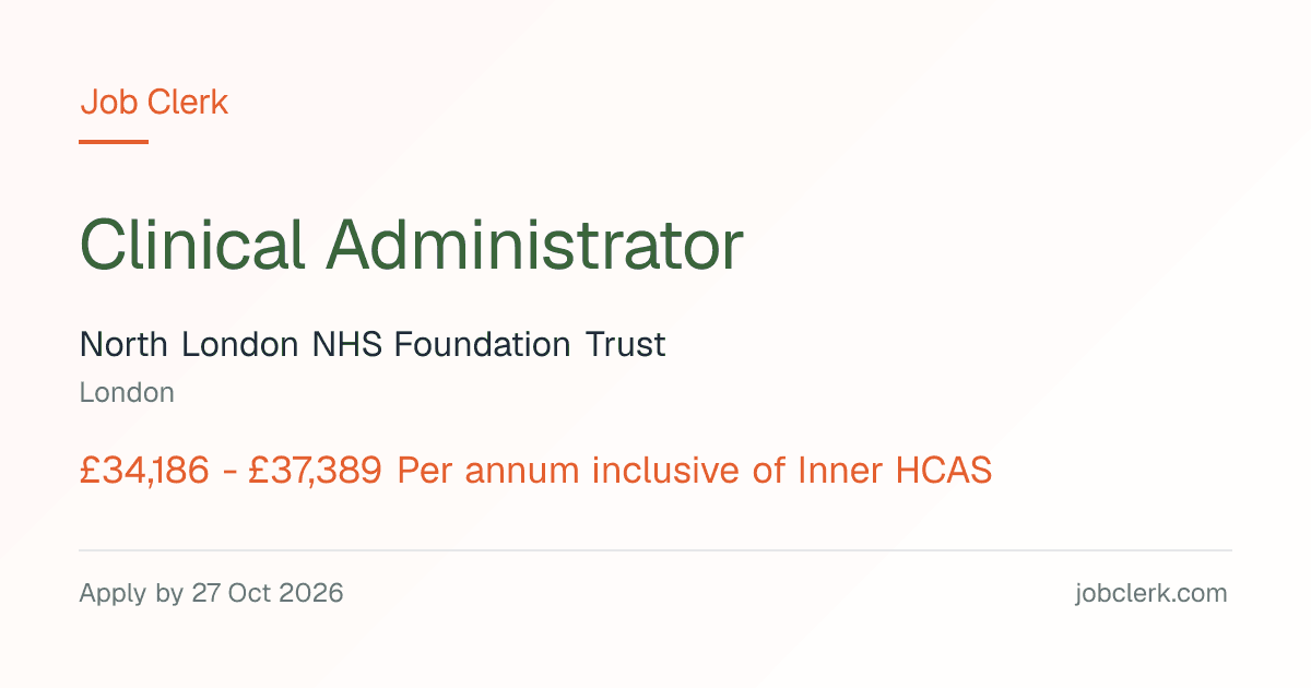 Clinical Administrator — London NHS Job — Gender Identity Clinic (GIC)