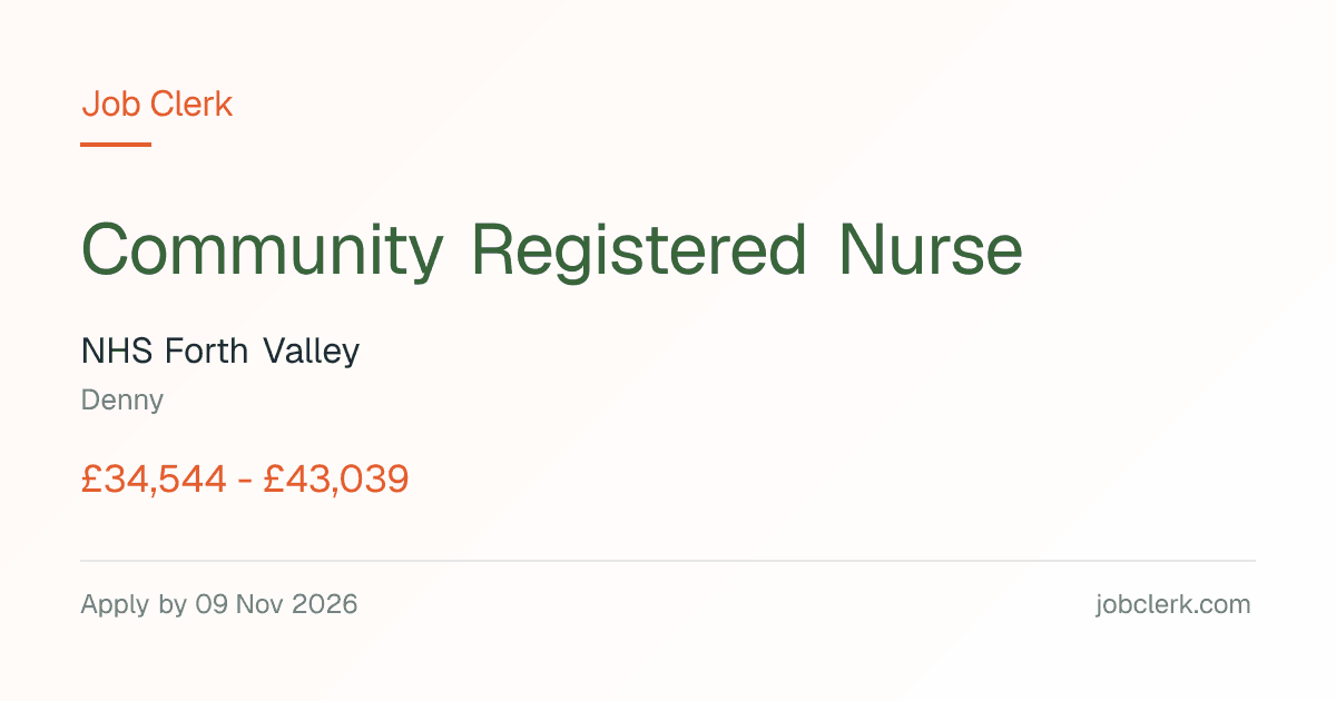 Community Registered Nurse — Location: Carronbank House NHS Job