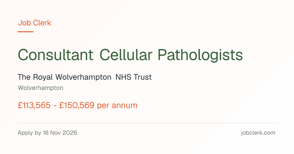 Consultant Cellular… — New Cross Hospital NHS Job — permanent