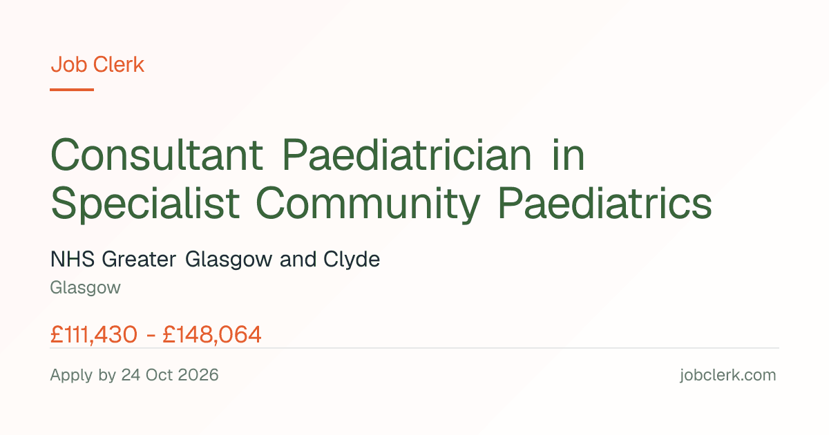 Consultant Paediatrician in… — Royal Hospital NHS Job — permanent