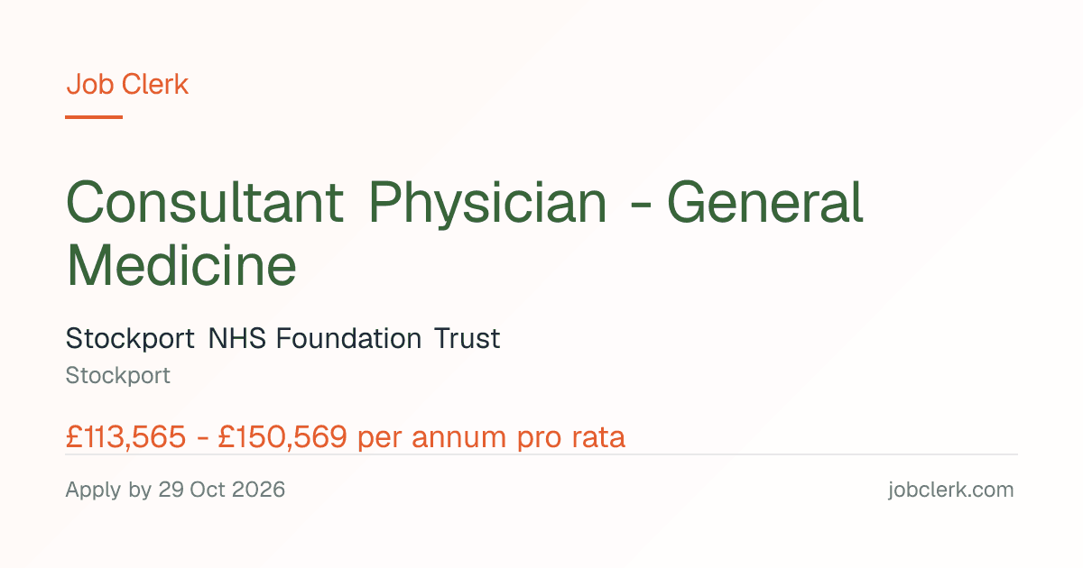 Consultant Physician… — DBS update service NHS Job — General Medicine