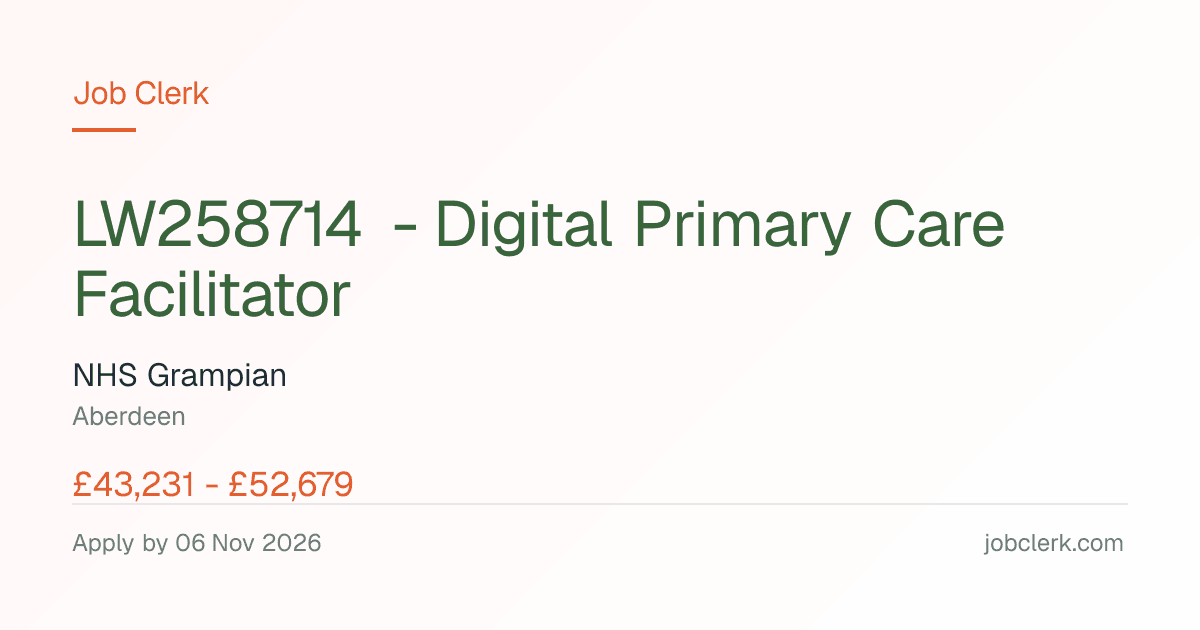 Digital Primary Care… — Dr Gray's Hospital NHS Job — permanent