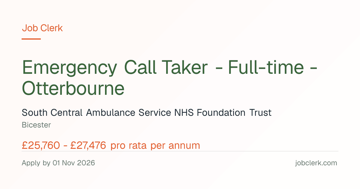 Emergency Call… — Emergency Operations Centre NHS Job — full time