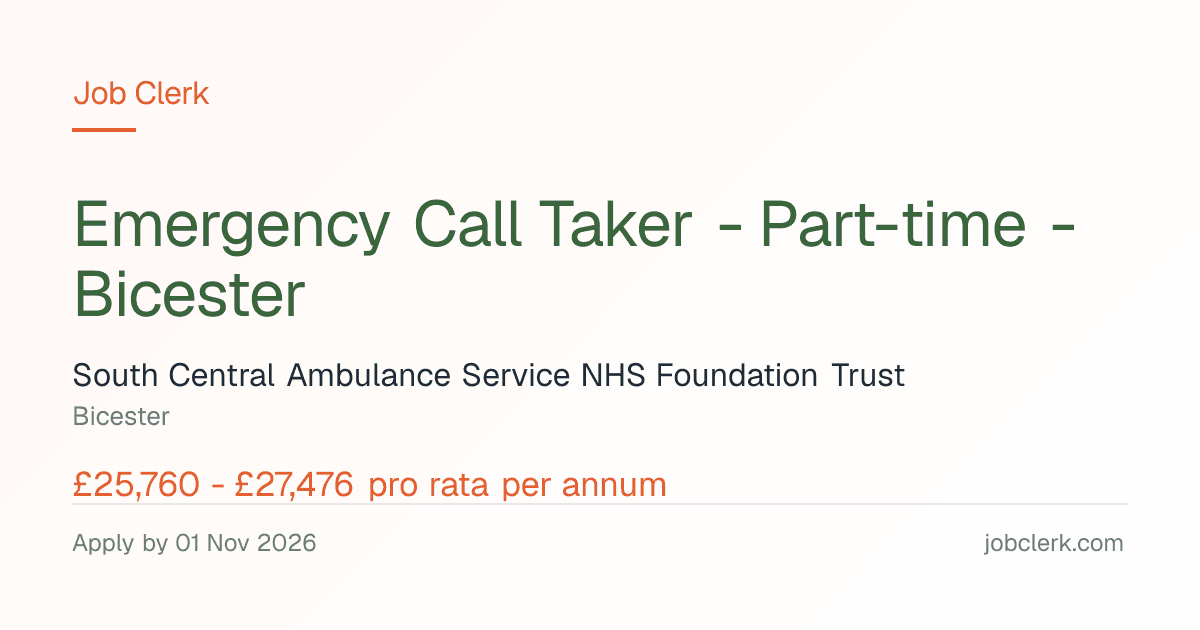 Emergency Call… — Emergency Operations Centre NHS Job — part time