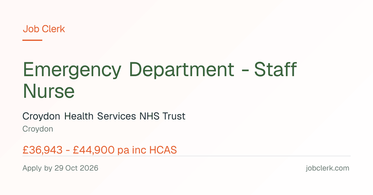 Emergency Departm… — Croydon University Hospital NHS Job — Staff Nurse