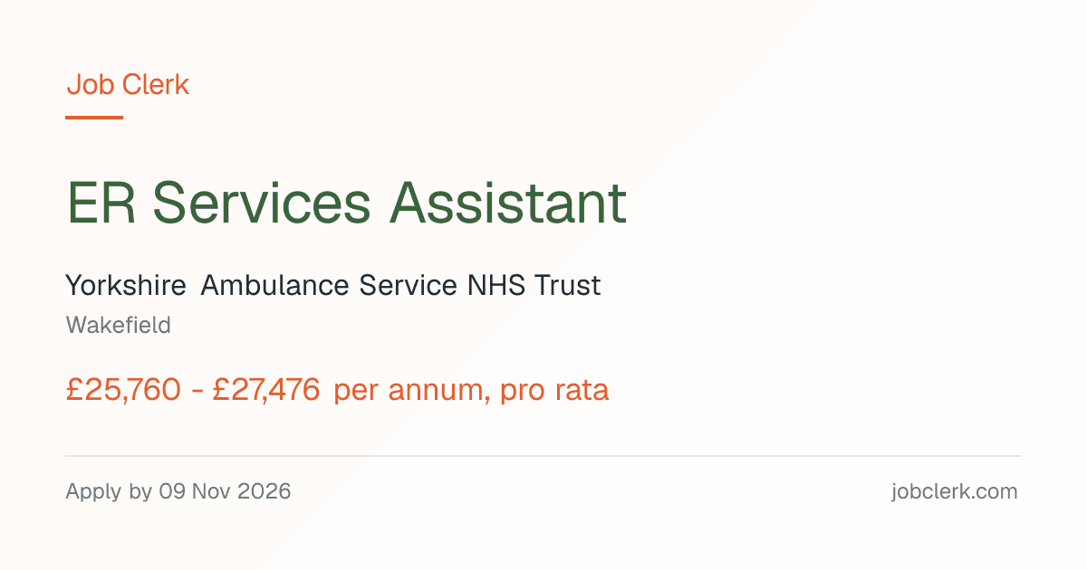 ER Services Assistant — Wakefield NHS Job — People Strategy team