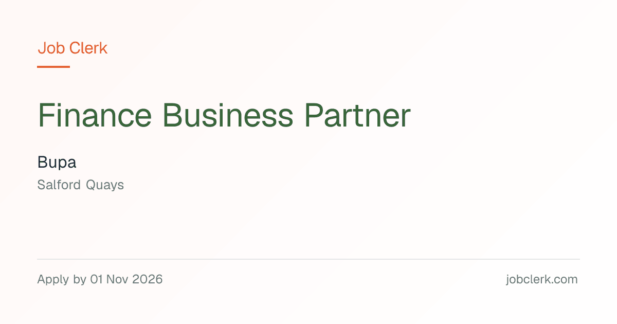 Finance Business Partner — Bupa — Salford Quays NHS Job — full time