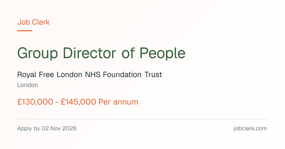 Group Director of People — London NHS Job — Health Unit, permanent