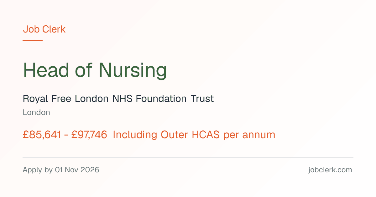 Head of Nursing — London NHS Job — North Middlesex University Hospital