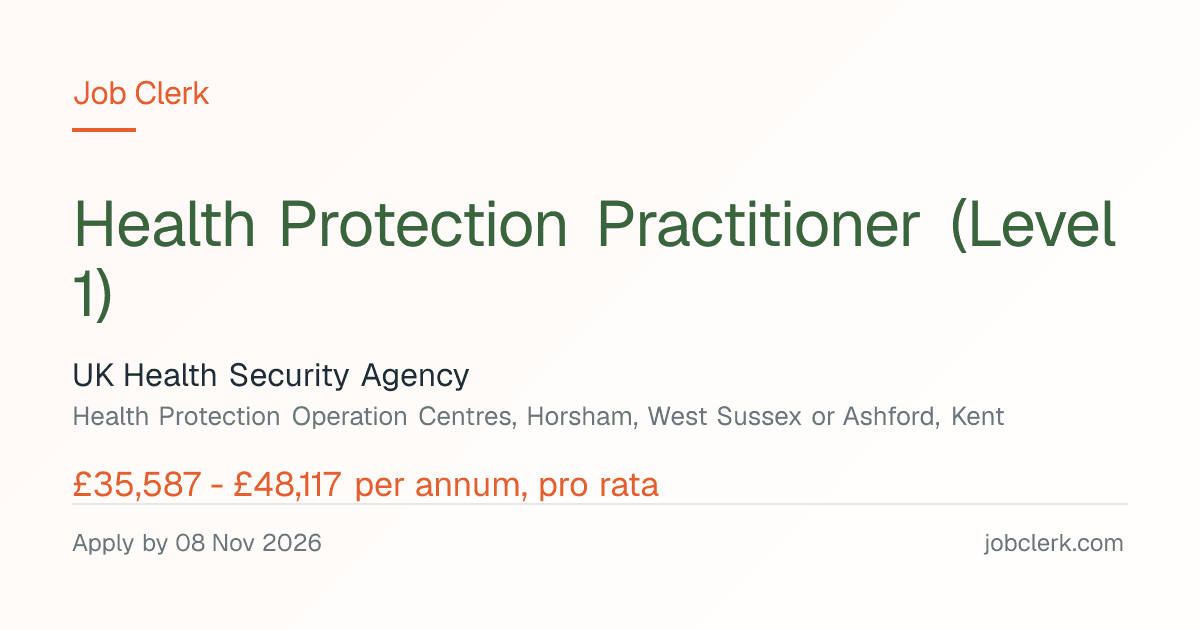 Health Protection Practitioner (Level 1) — UK Health Security Agency