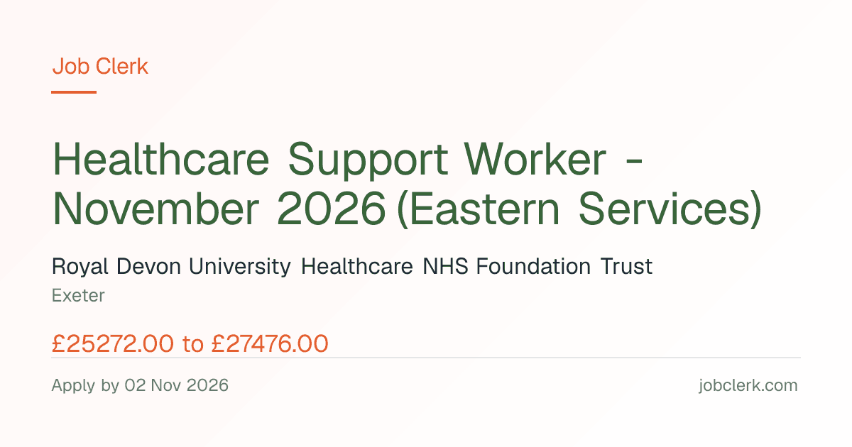 Healthcare Support Worker -… — North Devon District Hospital NHS Job