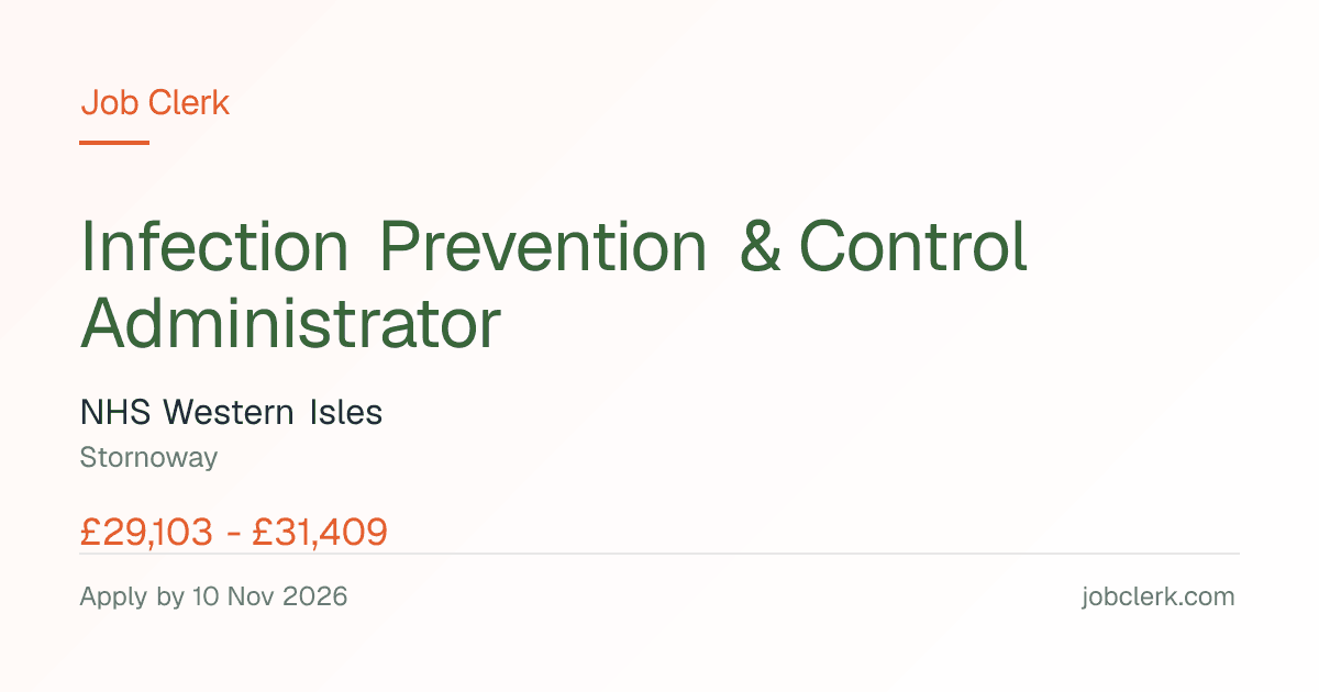 Infection Prevention & Control… — IPCT NHS Job — permanent, 10 Nov