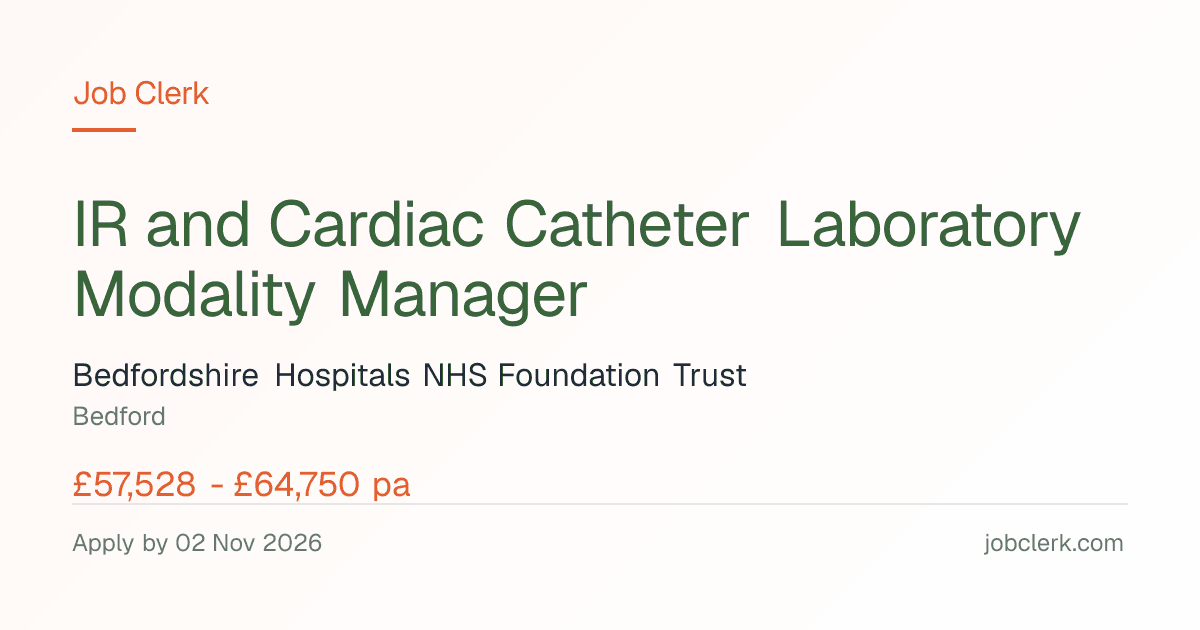 IR and Cardiac Catheter… — Luton Cardiac Centre NHS Job — 37.5h