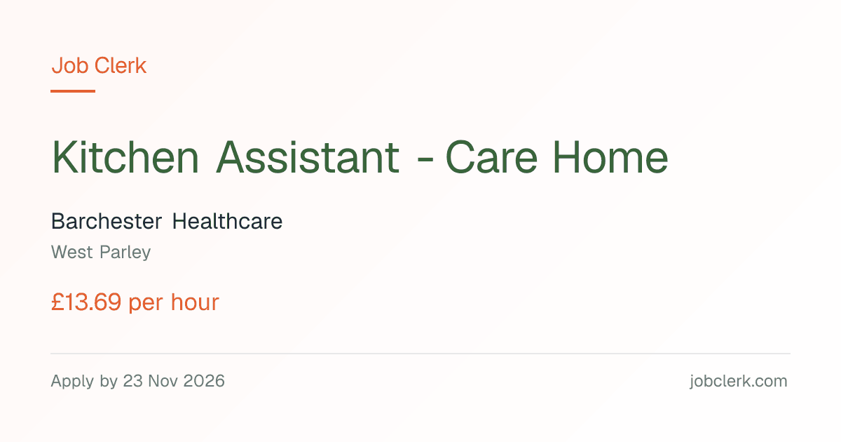 Kitchen Assistant - Care Home — ‘Employee of the… NHS Job — Care Home