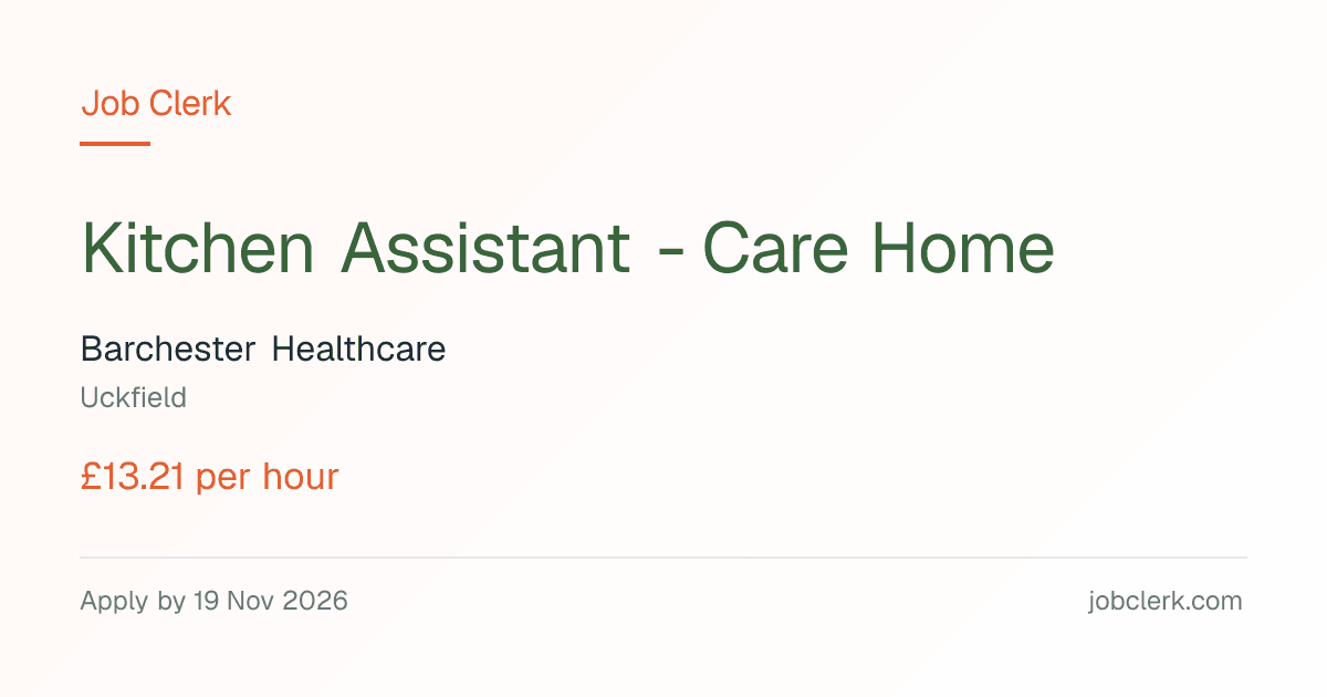 Kitchen Assistant - Care Home — ‘Employee of the… NHS Job — Care Home