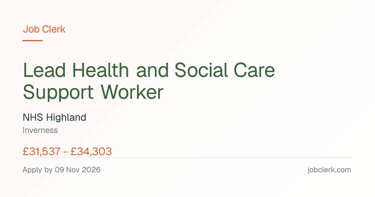 Lead Health and Social Care… — Home team NHS Job — permanent, 9 Nov
