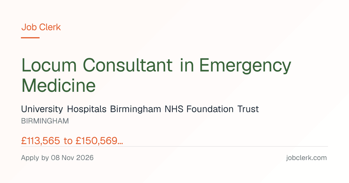 Locum Consultant in Emergency… — Queen Elizabeth Hospital NHS Job