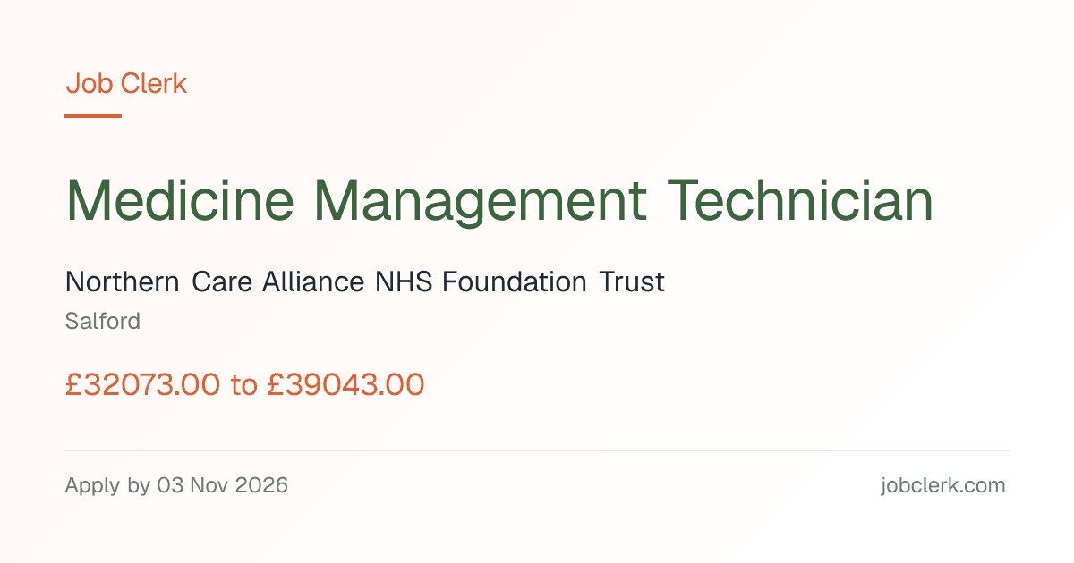 Medicine Management… — Salford Royal Hospital NHS Job — 3 Nov