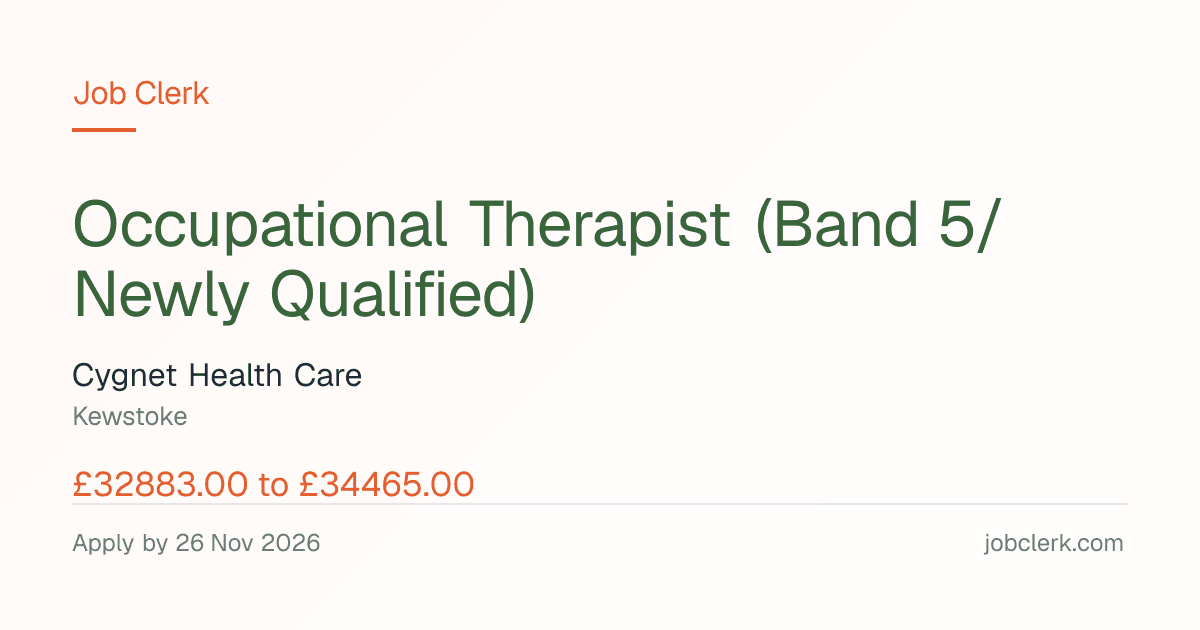 Occupational Therapist (Band… — Cygnet Hospital NHS Job — permanent