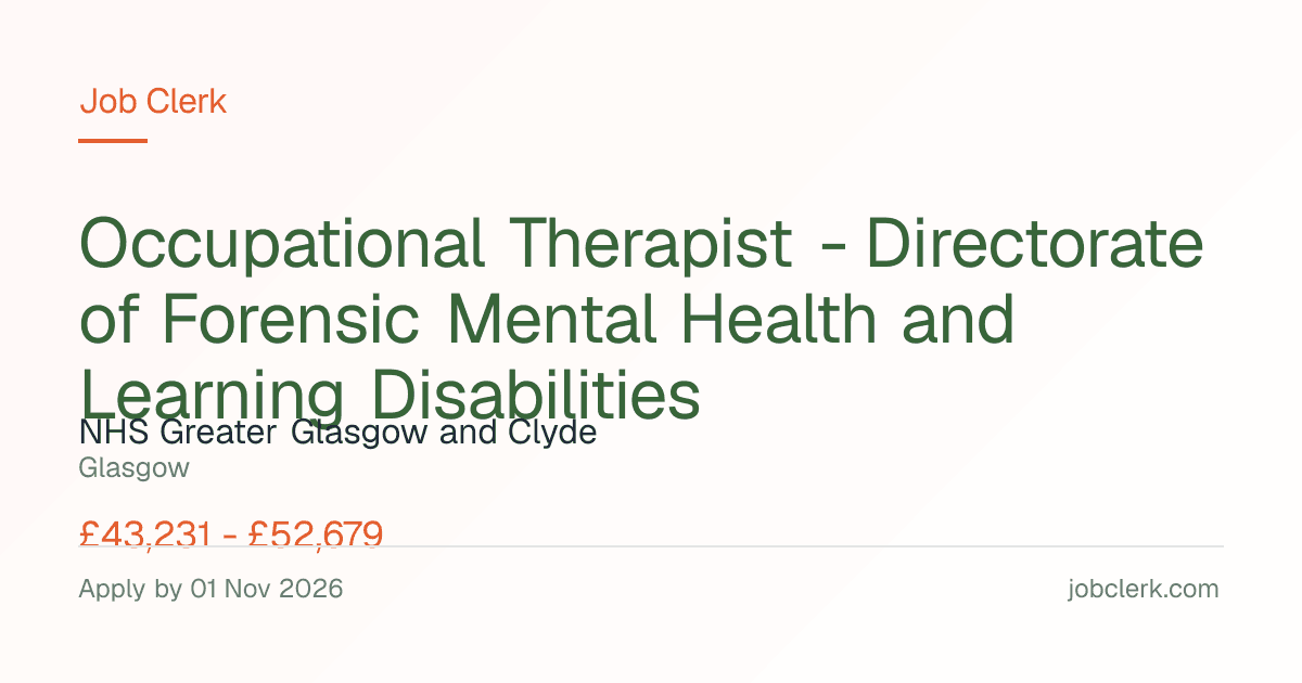 Occupational Therapist -… — Rowanbank Clinic NHS Job — permanent