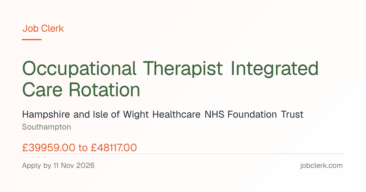 Occupational Therapist Integrated… — Home Service NHS Job — permanent