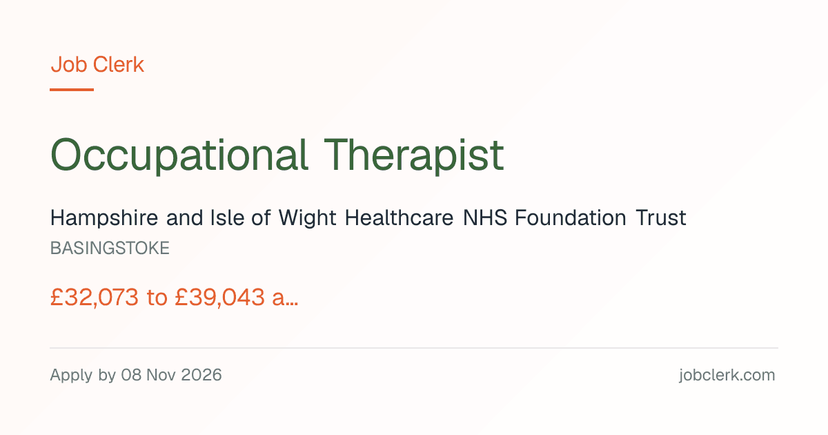 Occupational Therapist — Treetops Sexual… NHS Job | Job Clerk