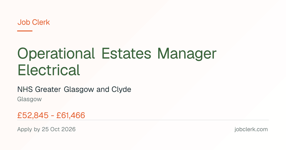Operational Estates Manager… — Stobhill Hospital NHS Job — permanent