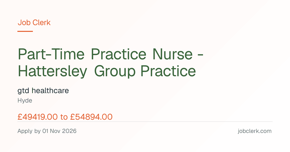 Part-Time Practice Nurse -… — Gordon Street Medical Centre NHS Job