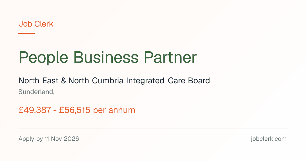 People Business Partner — Sunderland, NHS Job — People Team, 37.5h