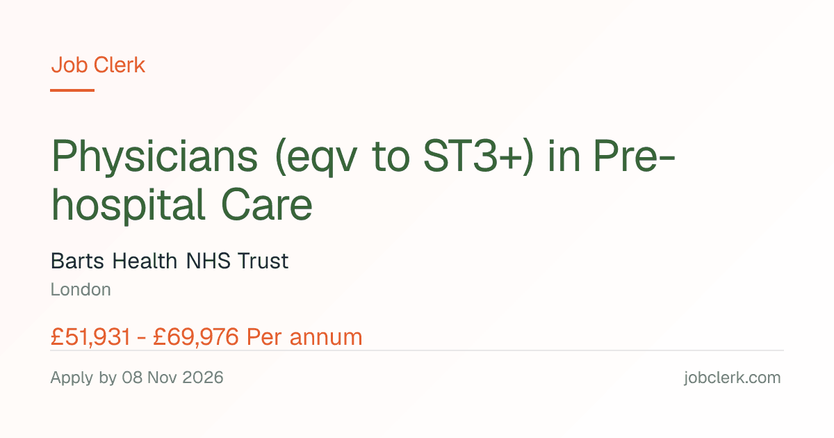 Physicians (eqv to ST3+) in… — London’s Air Ambulance Team NHS Job