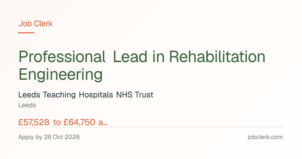 Professional Lead in Rehabilitation… — Medical Physics and… NHS Job