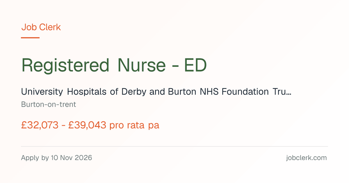 Registered Nurse - ED — Queens Hospital NHS Job — 37.5h, nights