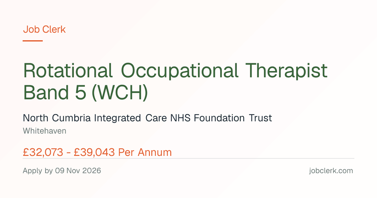 Rotational Occupational Therapist… — West Cumberland Hospital NHS Job