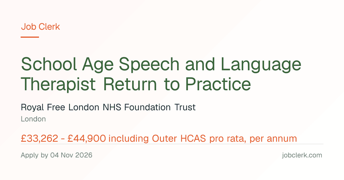 School Age Speech and… — Cedar House NHS Job — 22.5h, maternity