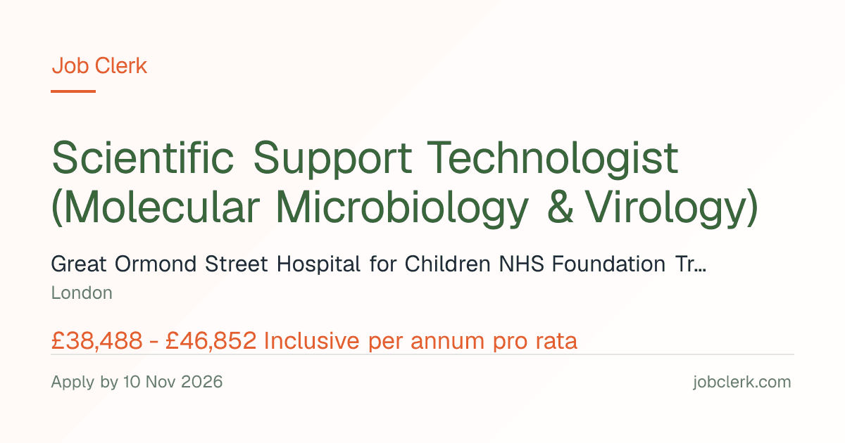 Scientific Support Technologist (Molecular… — London NHS Job — 37.5h