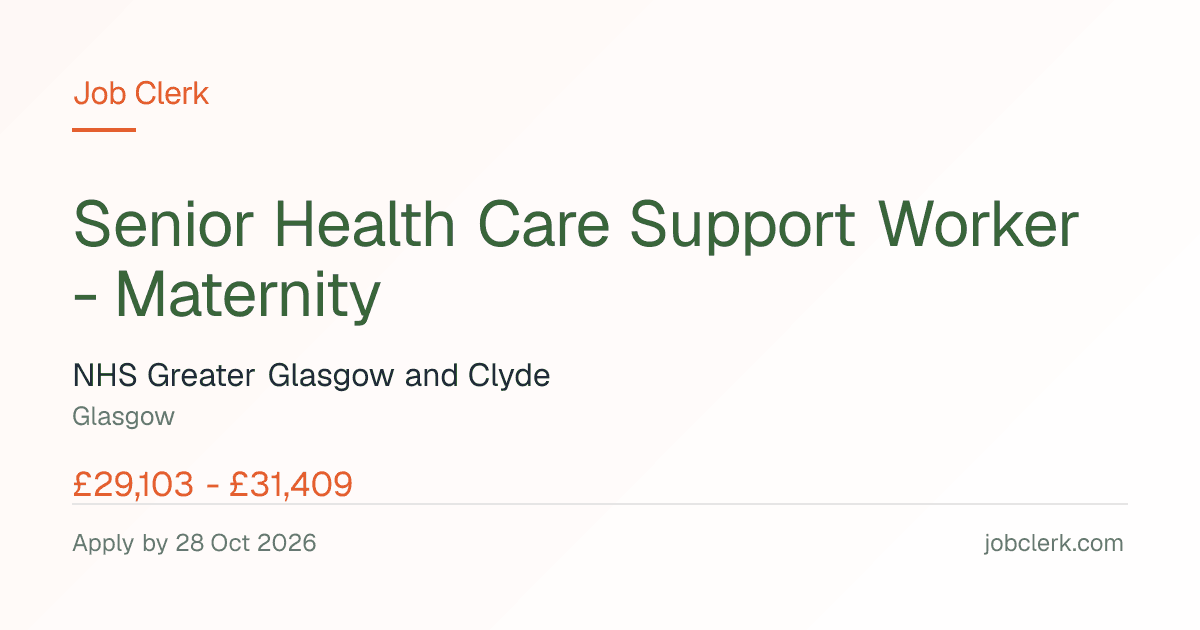 Senior Health Care… — Gartnavel General Hospital NHS Job — Maternity