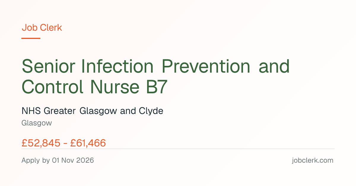 Senior Infection Prevention and… — Infection Prevention &… NHS Job
