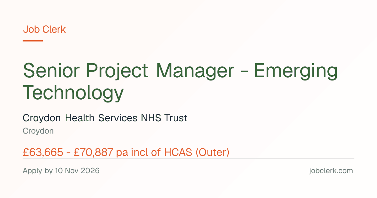 Senior Project Manager -… — Digital Services team NHS Job — 37.5h