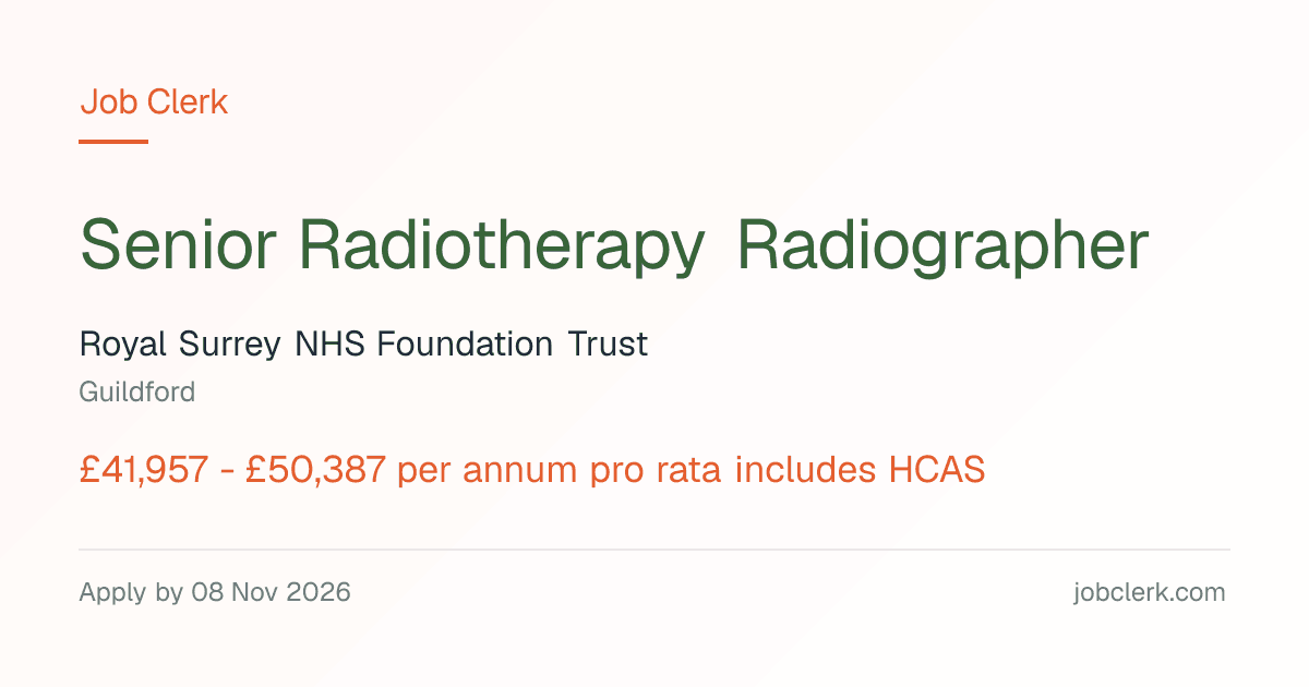 Senior Radiotherapy… — East Surrey Hospital NHS Job — 37.5h