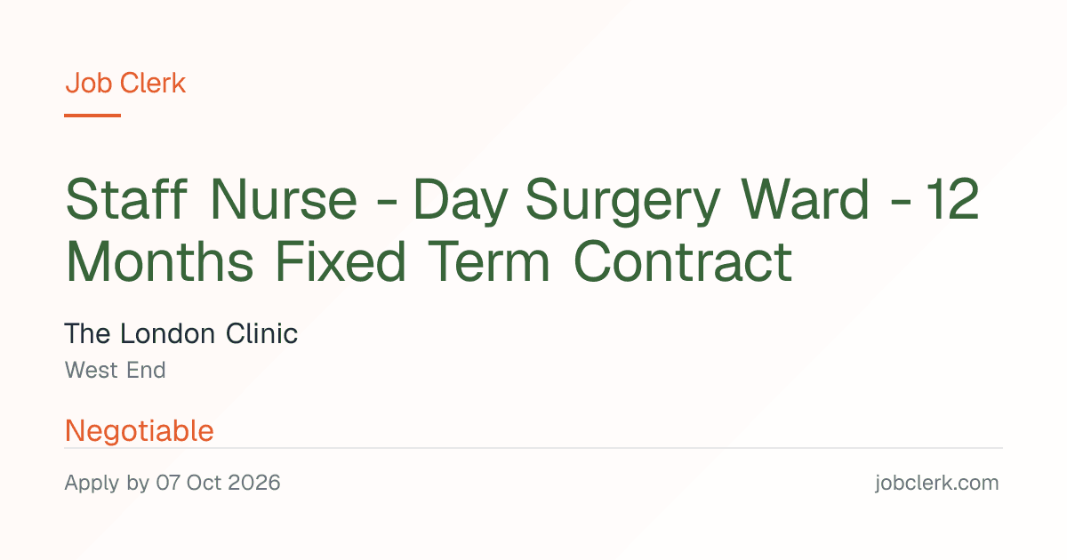 Staff Nurse - Day Surgery… — In our Day Surgery Ward NHS Job — 7 Oct
