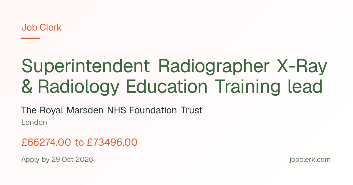 Superintendent Radiographer… — Imaging leadership team NHS Job — 37.5h