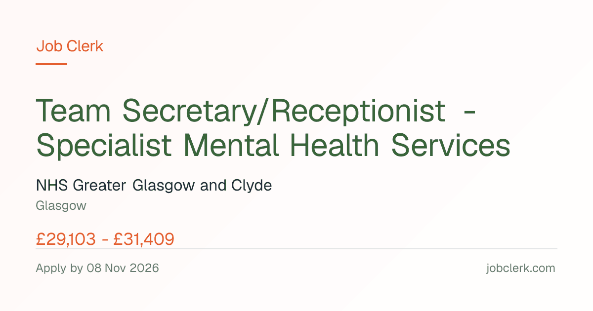 Team Secretary/Receptioni… — Kershaw Unit NHS Job — Specialist Mental…